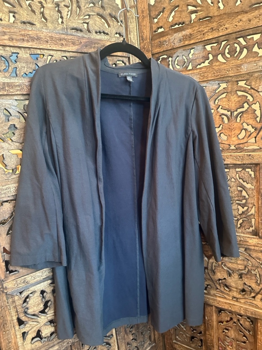 Eileen Fisher Dark Grey/blue Midnight Open Drape Jacket